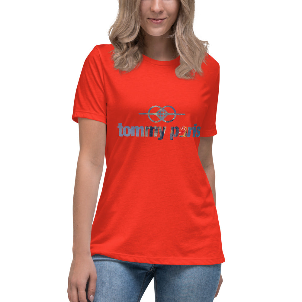 Tommy Paris Logo And Symbol Overlay - Women's Relaxed T-Shirt